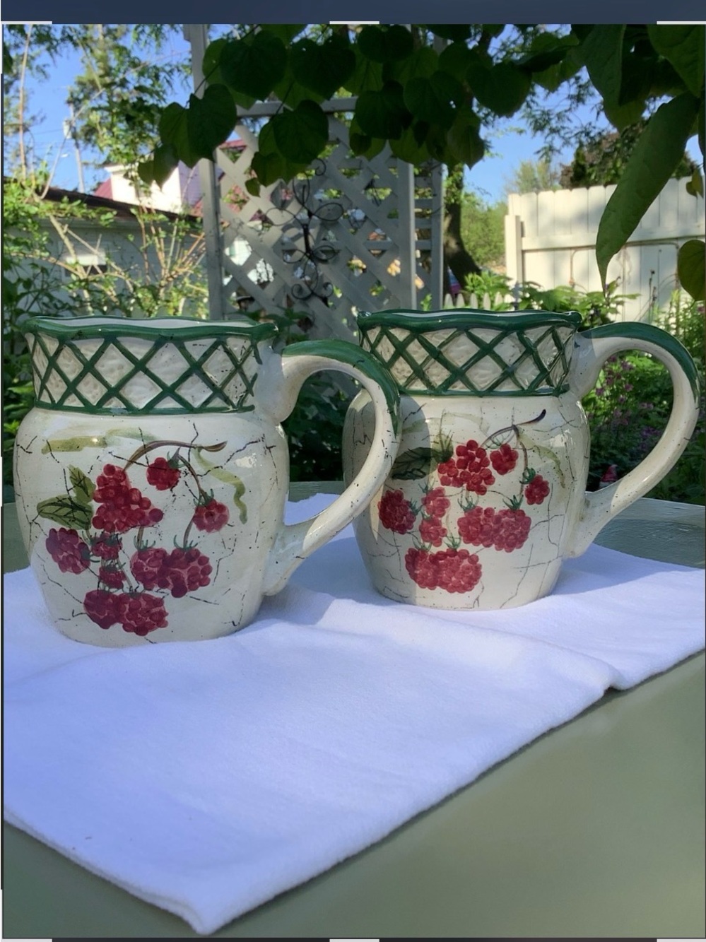 Set Of 2 CI Raymond Waites Raspberry Cornucopia Fruit Lattice Mug Certified Int